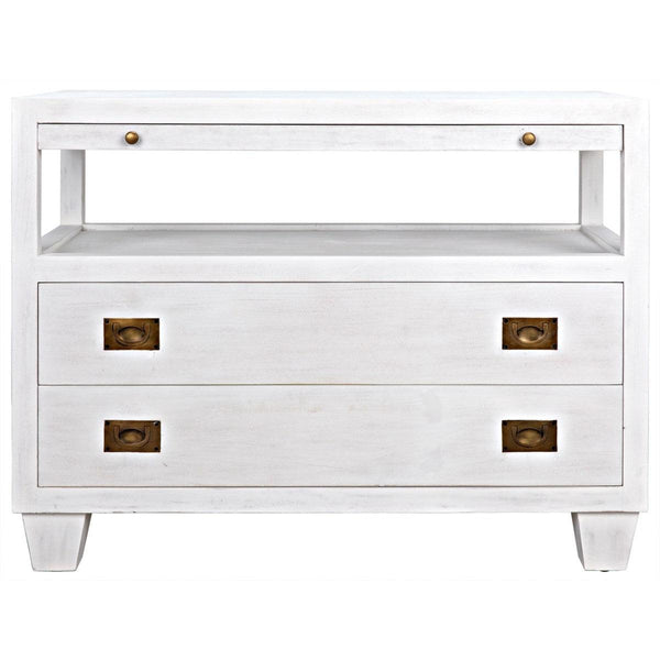 Noir 2-Drawer Side Table with Sliding Tray, White-Noir Furniture-Blue Hand Home