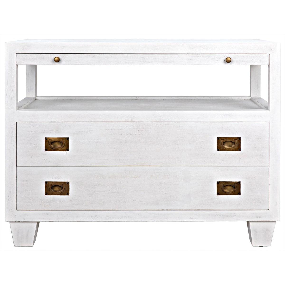 Noir 2-Drawer Side Table with Sliding Tray, White-Noir Furniture-Blue Hand Home