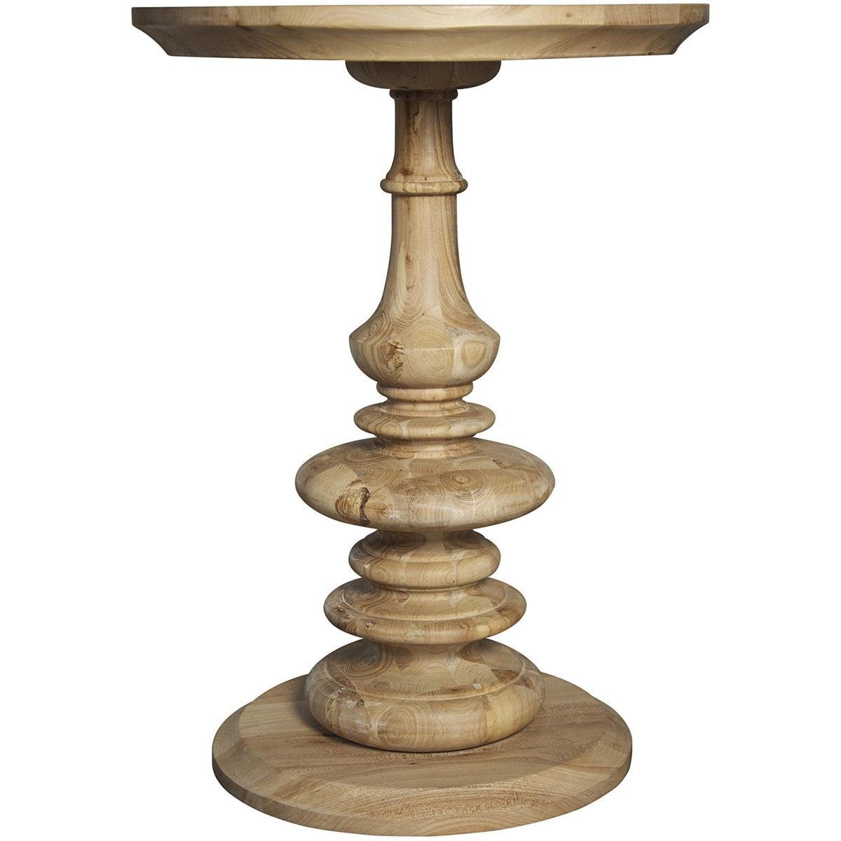 Noir Old Elm Pedestal Side Table-Noir Furniture-Blue Hand Home