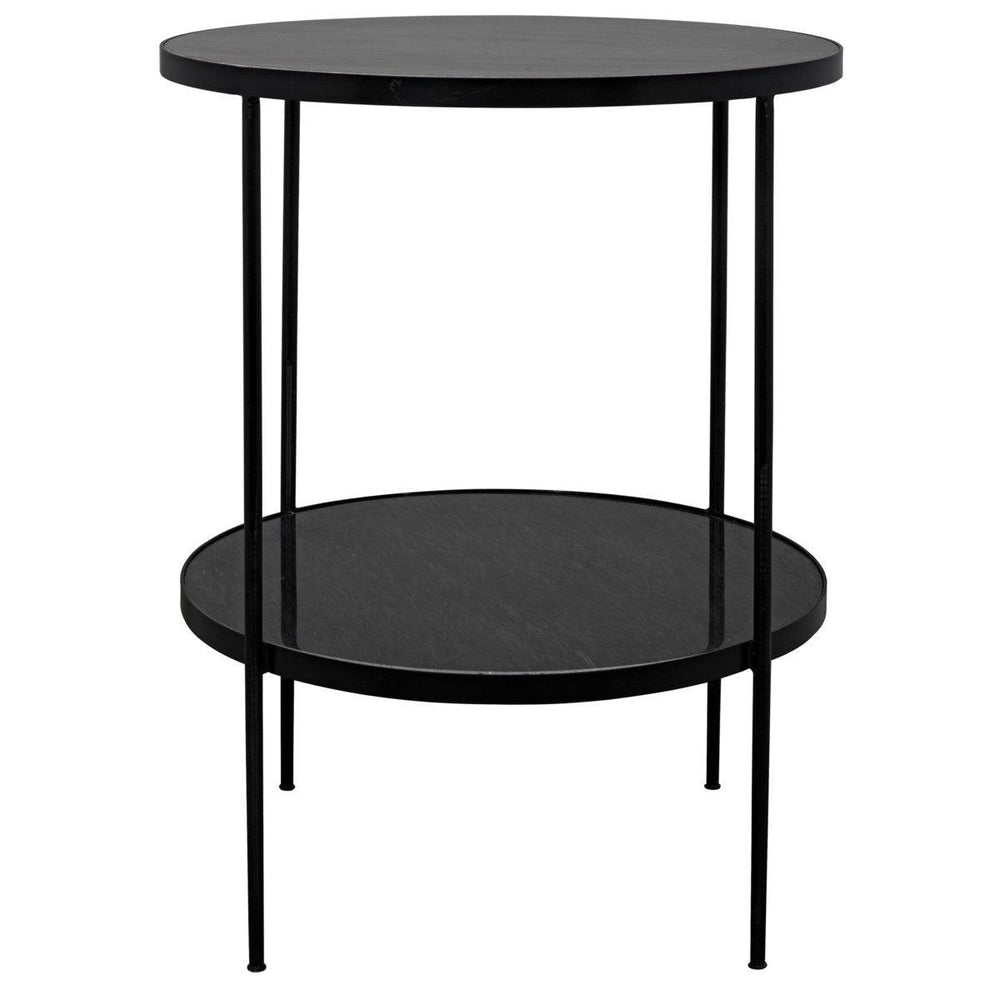 Noir Furniture Rivoli Side Table, Black Metal with Marble-Noir Furniture-Blue Hand Home