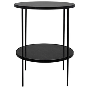 Noir Furniture Rivoli Side Table, Black Metal with Marble-Noir Furniture-Blue Hand Home