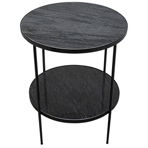 Noir Furniture Rivoli Side Table, Black Metal with Marble-Noir Furniture-Blue Hand Home