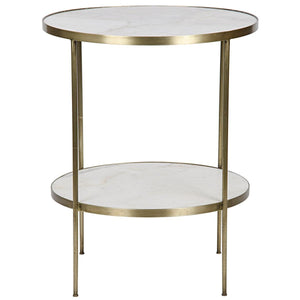 Noir Furniture Rivoli Side Table, Antique Brass, Metal and Quartz-Noir Furniture-Blue Hand Home