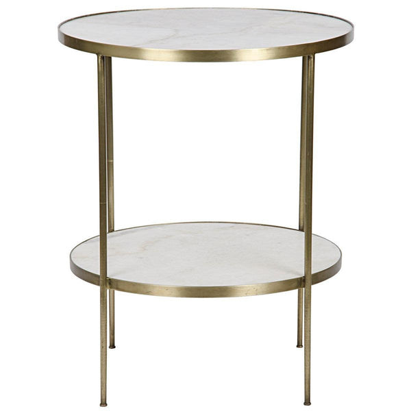 Noir Furniture Rivoli Side Table, Antique Brass, Metal and Quartz-Noir Furniture-Blue Hand Home