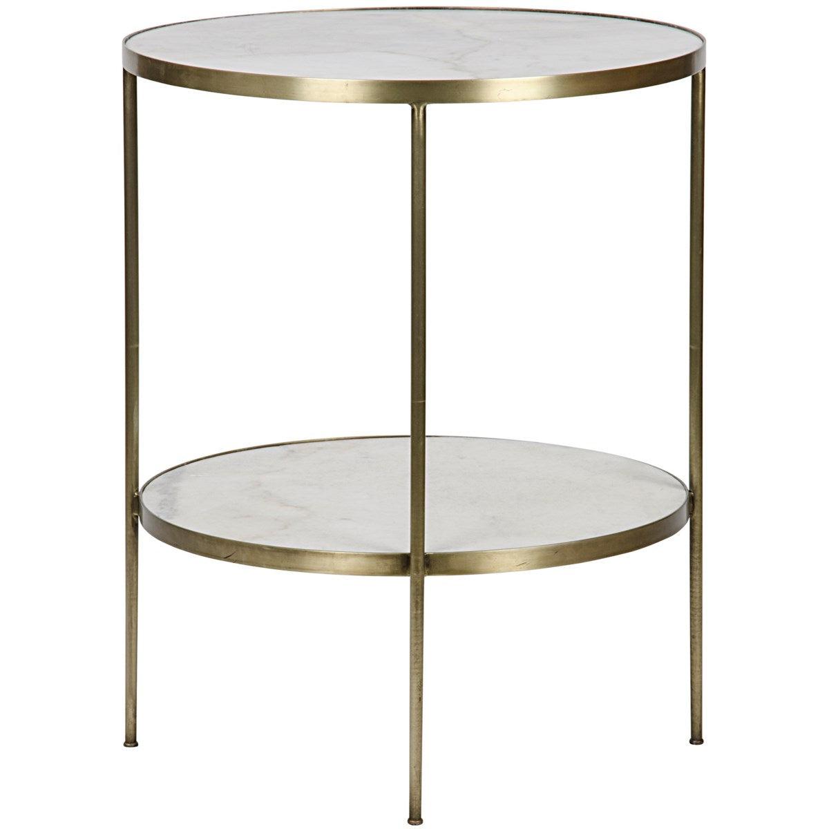 Noir Furniture Rivoli Side Table, Antique Brass, Metal and Quartz-Noir Furniture-Blue Hand Home