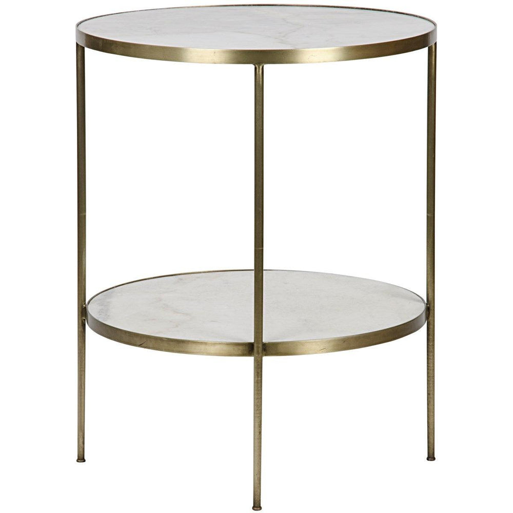 Noir Furniture Rivoli Side Table, Antique Brass, Metal and Quartz-Noir Furniture-Blue Hand Home