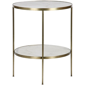 Noir Furniture Rivoli Side Table, Antique Brass, Metal and Quartz-Noir Furniture-Blue Hand Home