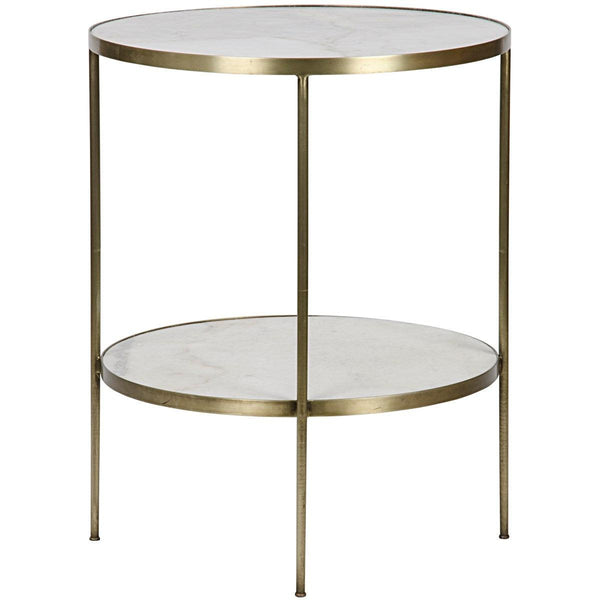 Noir Furniture Rivoli Side Table, Antique Brass, Metal and Quartz-Noir Furniture-Blue Hand Home