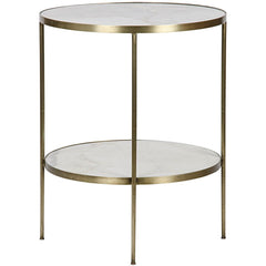 Noir Furniture Rivoli Side Table, Antique Brass, Metal and Quartz-Noir Furniture-Blue Hand Home