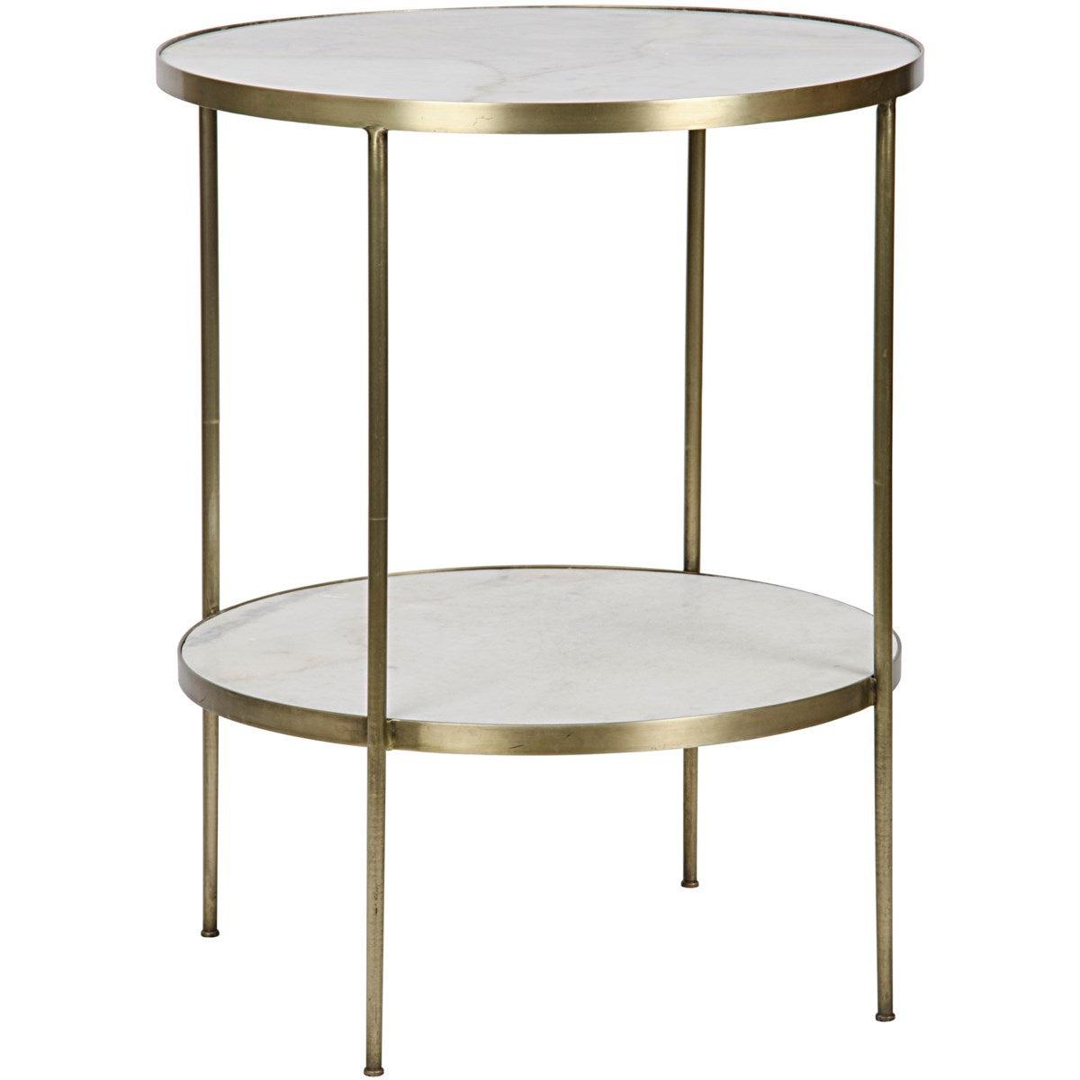 Noir Furniture Rivoli Side Table, Antique Brass, Metal and Quartz-Noir Furniture-Blue Hand Home