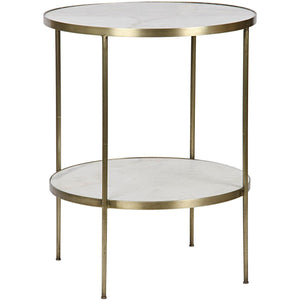 Noir Furniture Rivoli Side Table, Antique Brass, Metal and Quartz-Noir Furniture-Blue Hand Home