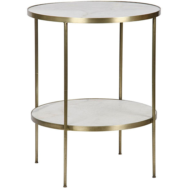 Noir Furniture Rivoli Side Table, Antique Brass, Metal and Quartz-Noir Furniture-Blue Hand Home