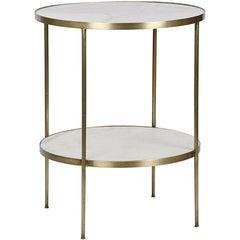 Noir Furniture Rivoli Side Table, Antique Brass, Metal and Quartz-Noir Furniture-Blue Hand Home