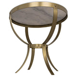Noir Byron Side Table, Antique Brass and Stone-Noir Furniture-Blue Hand Home