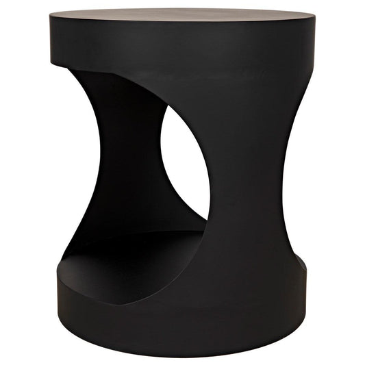 Noir Furniture Eclipse Round Side Table, Black Metal-Noir Furniture-Blue Hand Home