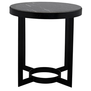 Noir Furniture Parker Side Table, Black Metal w/ Marble-Noir Furniture-Blue Hand Home