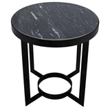 Noir Furniture Parker Side Table, Black Metal w/ Marble-Noir Furniture-Blue Hand Home