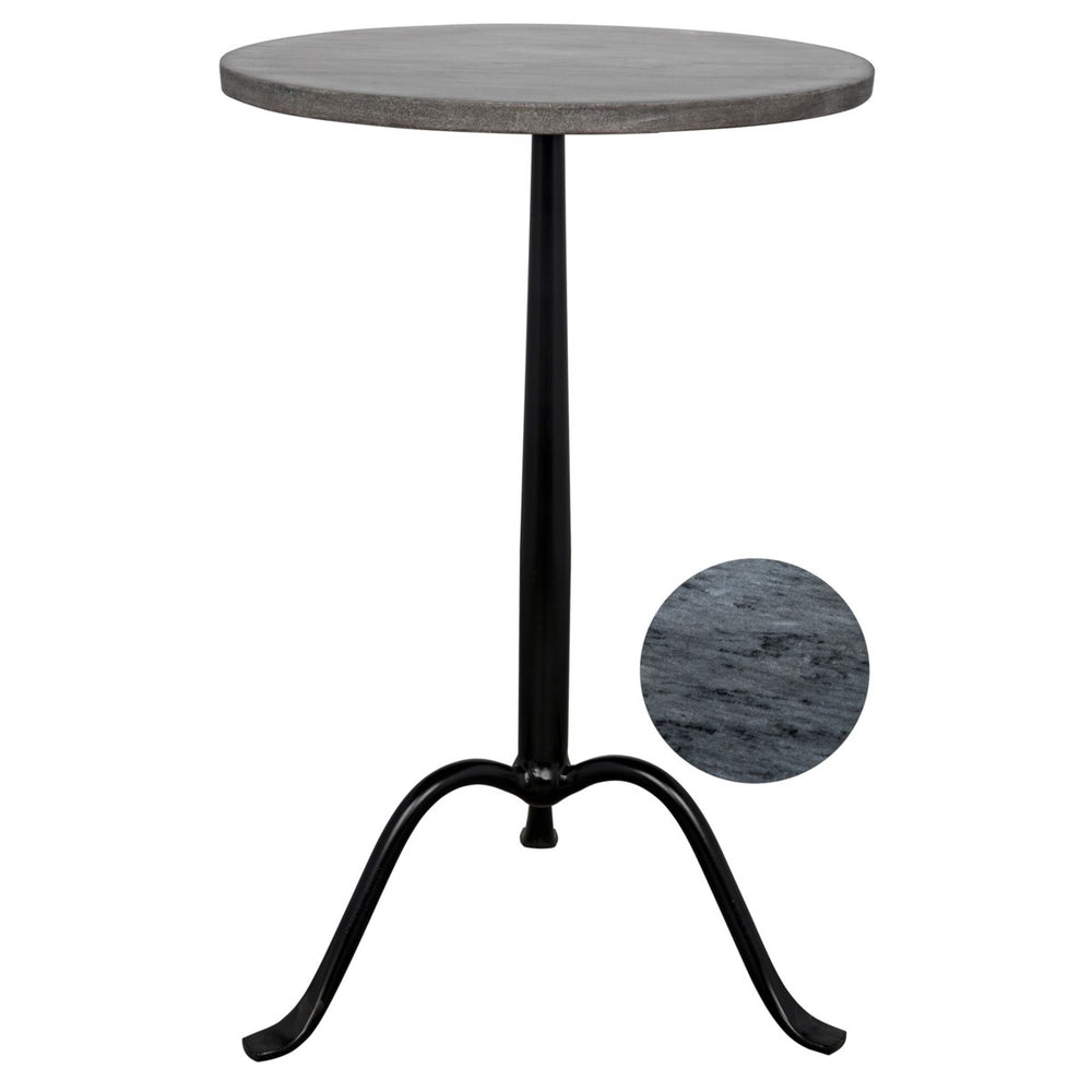 Noir Furniture Cosmopolitan Side Table, Black Metal with Marble-Noir Furniture-Blue Hand Home