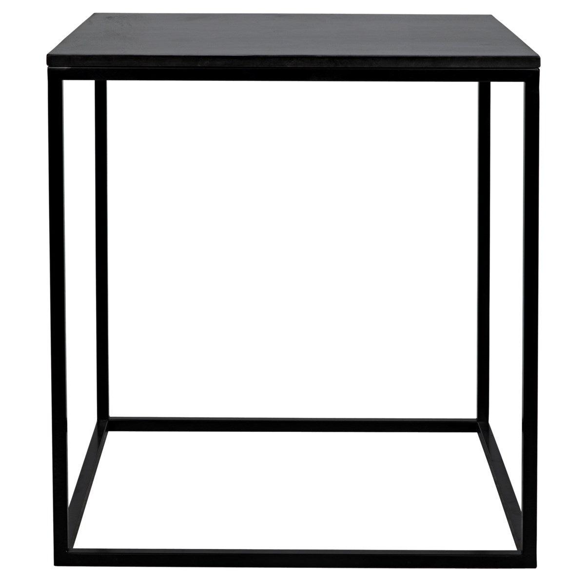 Noir Furniture Landon Side Table, Black Metal with Marble-Noir Furniture-Blue Hand Home
