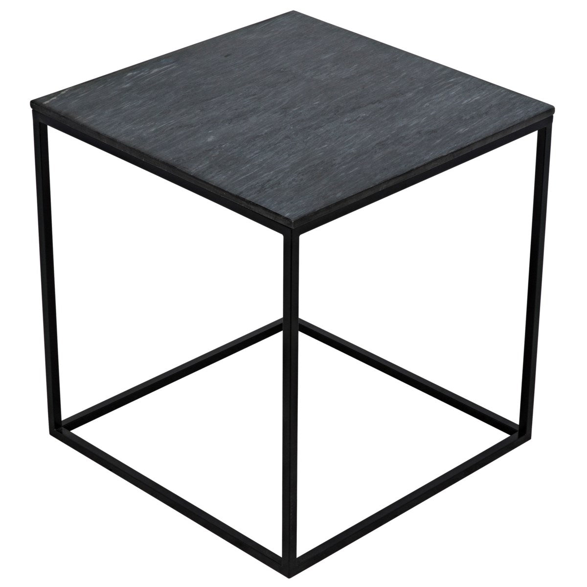 Noir Furniture Landon Side Table, Black Metal with Marble-Noir Furniture-Blue Hand Home