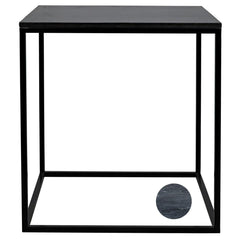 Noir Furniture Landon Side Table, Black Metal with Marble-Noir Furniture-Blue Hand Home