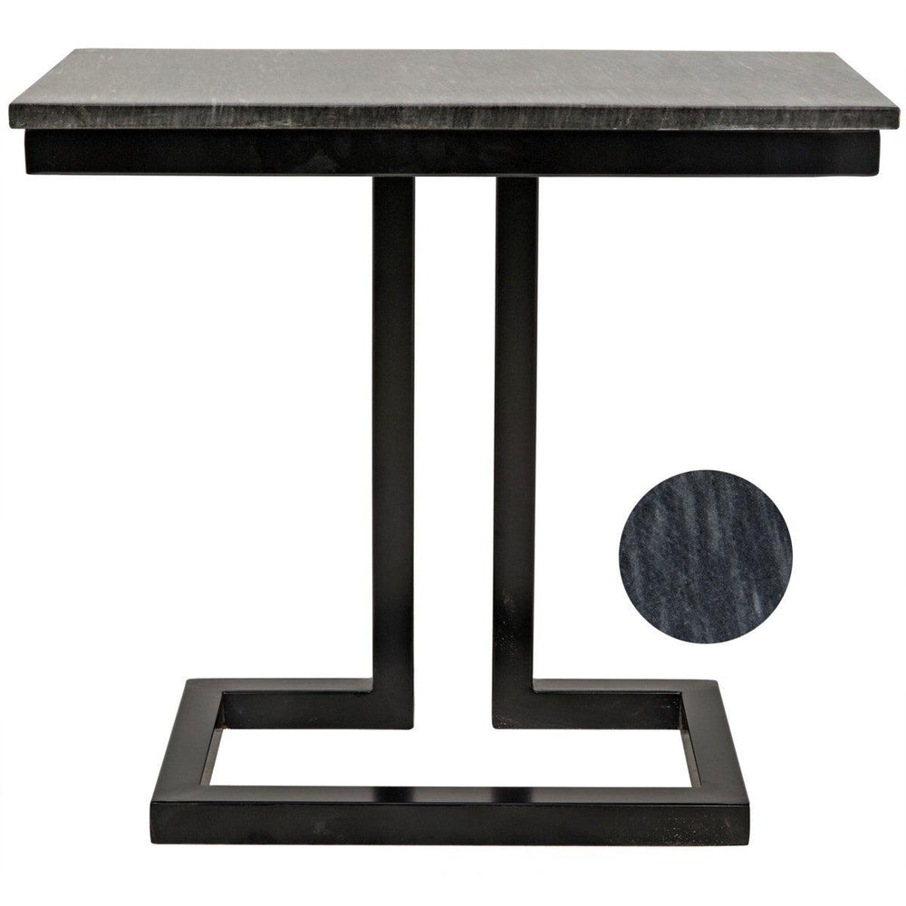 Noir Furniture Alonzo Side Table, Black Metal with Marble-Noir Furniture-Blue Hand Home