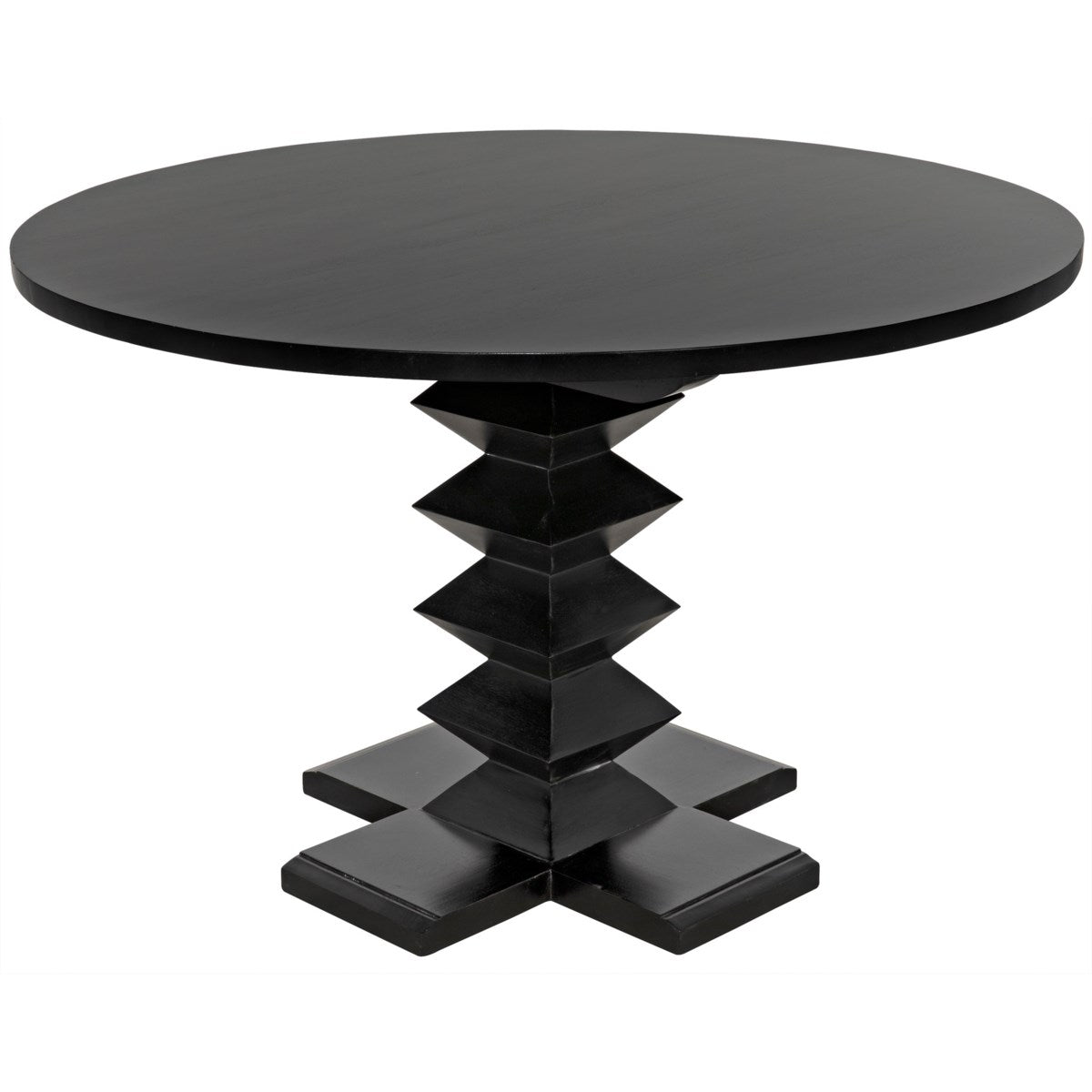 Noir Zig-Zag Base Dining Table, 48", Hand Rubbed Black-Noir Furniture-Blue Hand Home