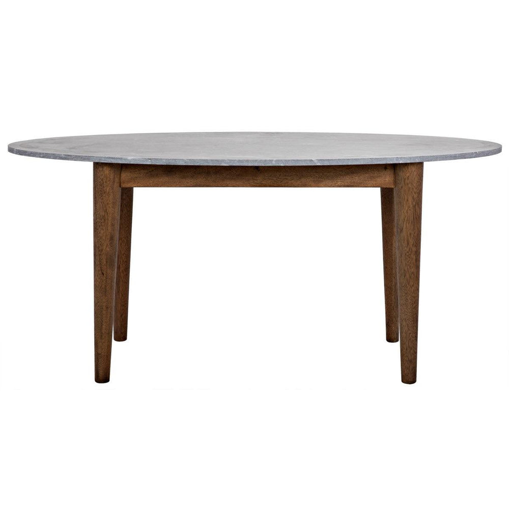 Noir Furniture Surf Oval Dining Table with Stone Top, Dark Walnut-Noir Furniture-Blue Hand Home