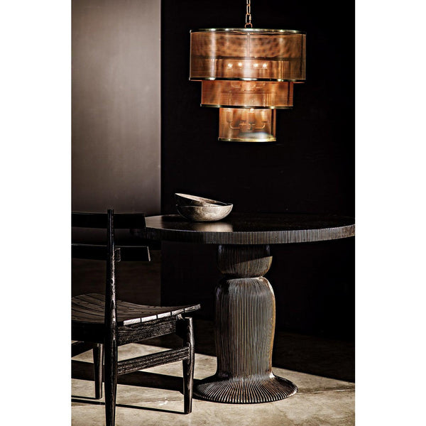Noir Portobello Dining Table, Hand Rubbed Black with Light Brown Trim-Noir Furniture-Blue Hand Home