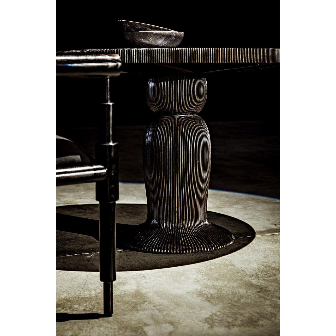 Noir Portobello Dining Table, Hand Rubbed Black with Light Brown Trim-Noir Furniture-Blue Hand Home