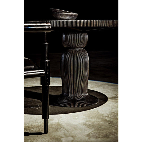 Noir Portobello Dining Table, Hand Rubbed Black with Light Brown Trim-Noir Furniture-Blue Hand Home