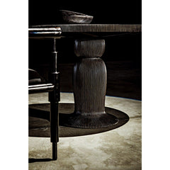 Noir Portobello Dining Table, Hand Rubbed Black with Light Brown Trim-Noir Furniture-Blue Hand Home