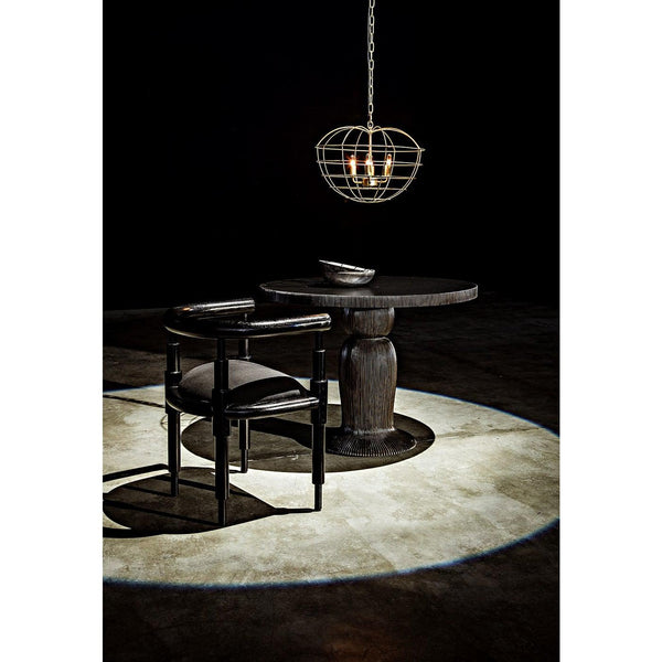 Noir Portobello Dining Table, Hand Rubbed Black with Light Brown Trim-Noir Furniture-Blue Hand Home