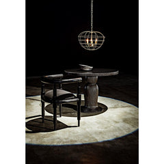 Noir Portobello Dining Table, Hand Rubbed Black with Light Brown Trim-Noir Furniture-Blue Hand Home