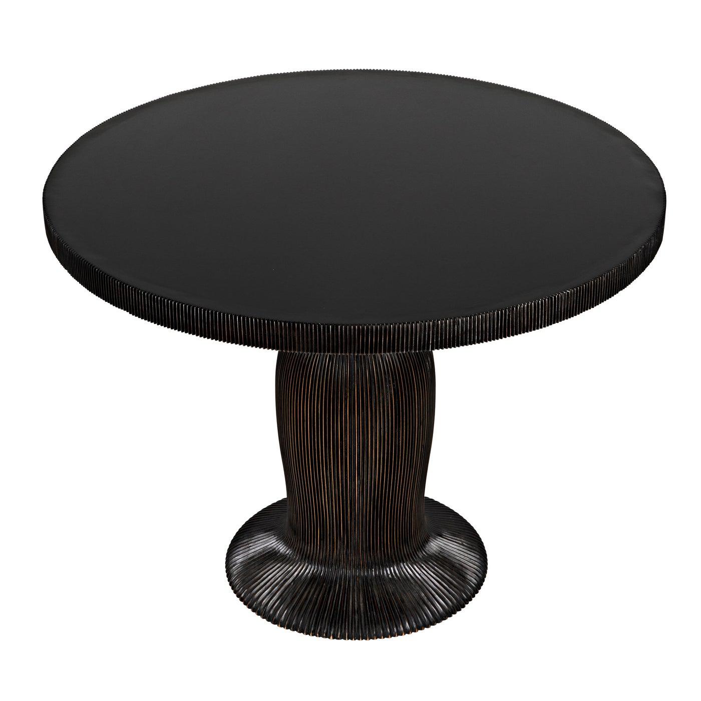 Noir Portobello Dining Table, Hand Rubbed Black with Light Brown Trim-Noir Furniture-Blue Hand Home