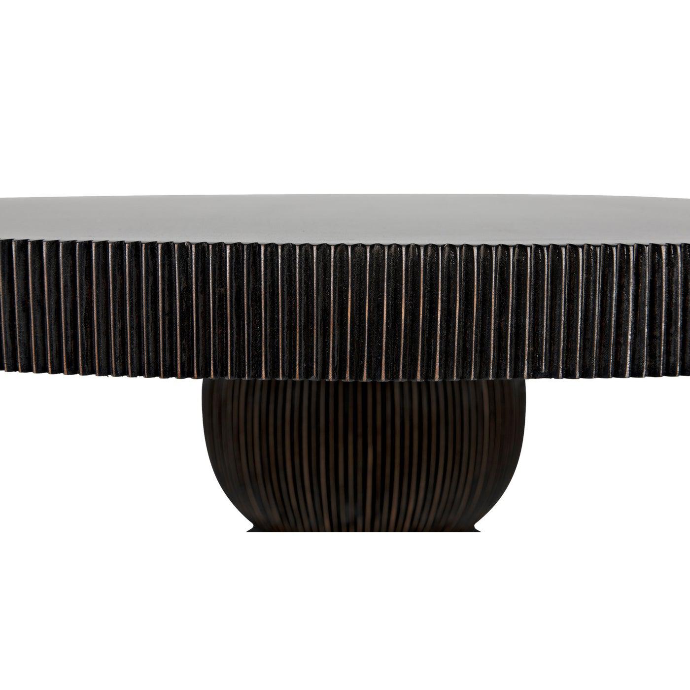 Noir Portobello Dining Table, Hand Rubbed Black with Light Brown Trim-Noir Furniture-Blue Hand Home