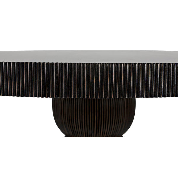 Noir Portobello Dining Table, Hand Rubbed Black with Light Brown Trim-Noir Furniture-Blue Hand Home
