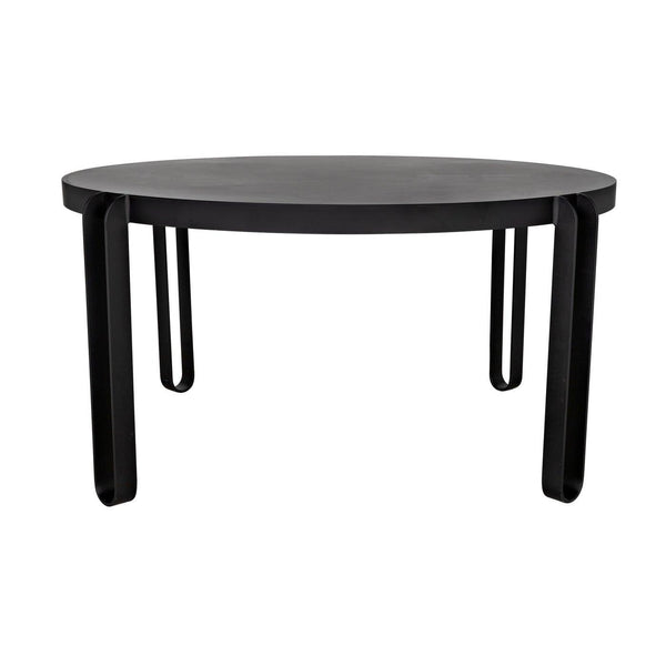Noir Marcellus Dining Table, 63", Black Metal-Noir Furniture-Blue Hand Home