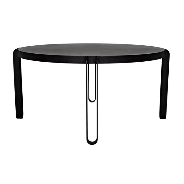 Noir Marcellus Dining Table, 63", Black Metal-Noir Furniture-Blue Hand Home