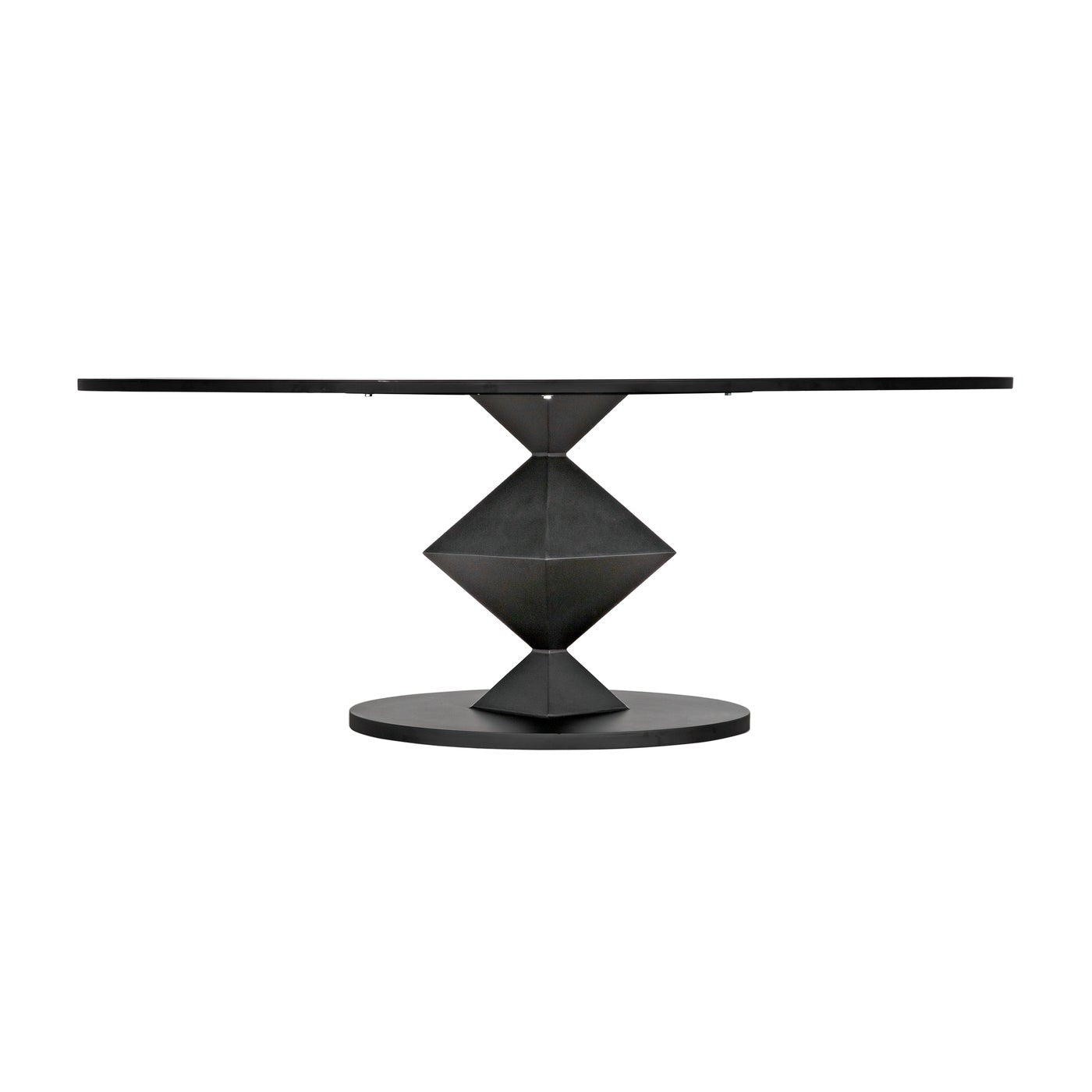 Noir Katana Oval Dining Table, Black Metal-Noir Furniture-Blue Hand Home