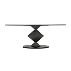 Noir Katana Oval Dining Table, Black Metal-Noir Furniture-Blue Hand Home