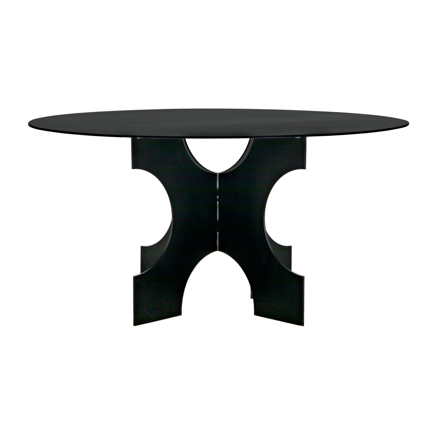 Noir Element Dining Table, Black Metal-Noir Furniture-Blue Hand Home