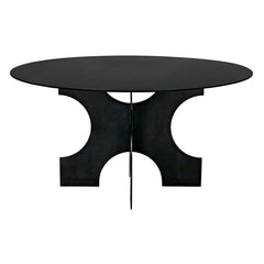 Noir Element Dining Table, Black Metal-Noir Furniture-Blue Hand Home