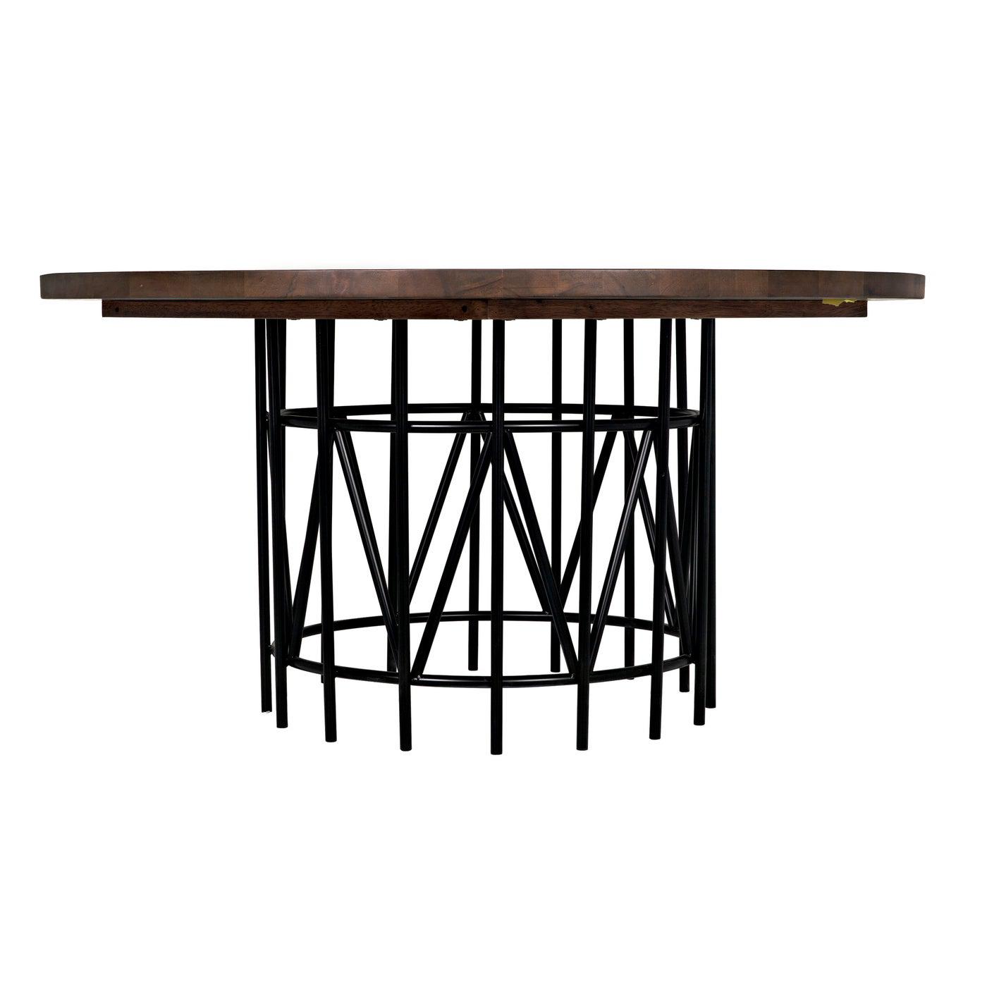 Silberman Dining Table, Dark Walnut W/Black Steel Base