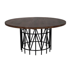 Silberman Dining Table, Dark Walnut W/Black Steel Base