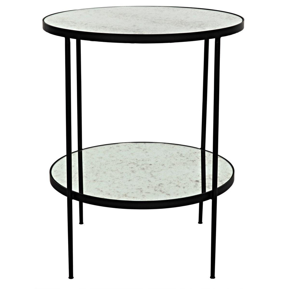 Noir Furniture Anna Side Table, Black Metal with Antique Glass-Noir Furniture-Blue Hand Home