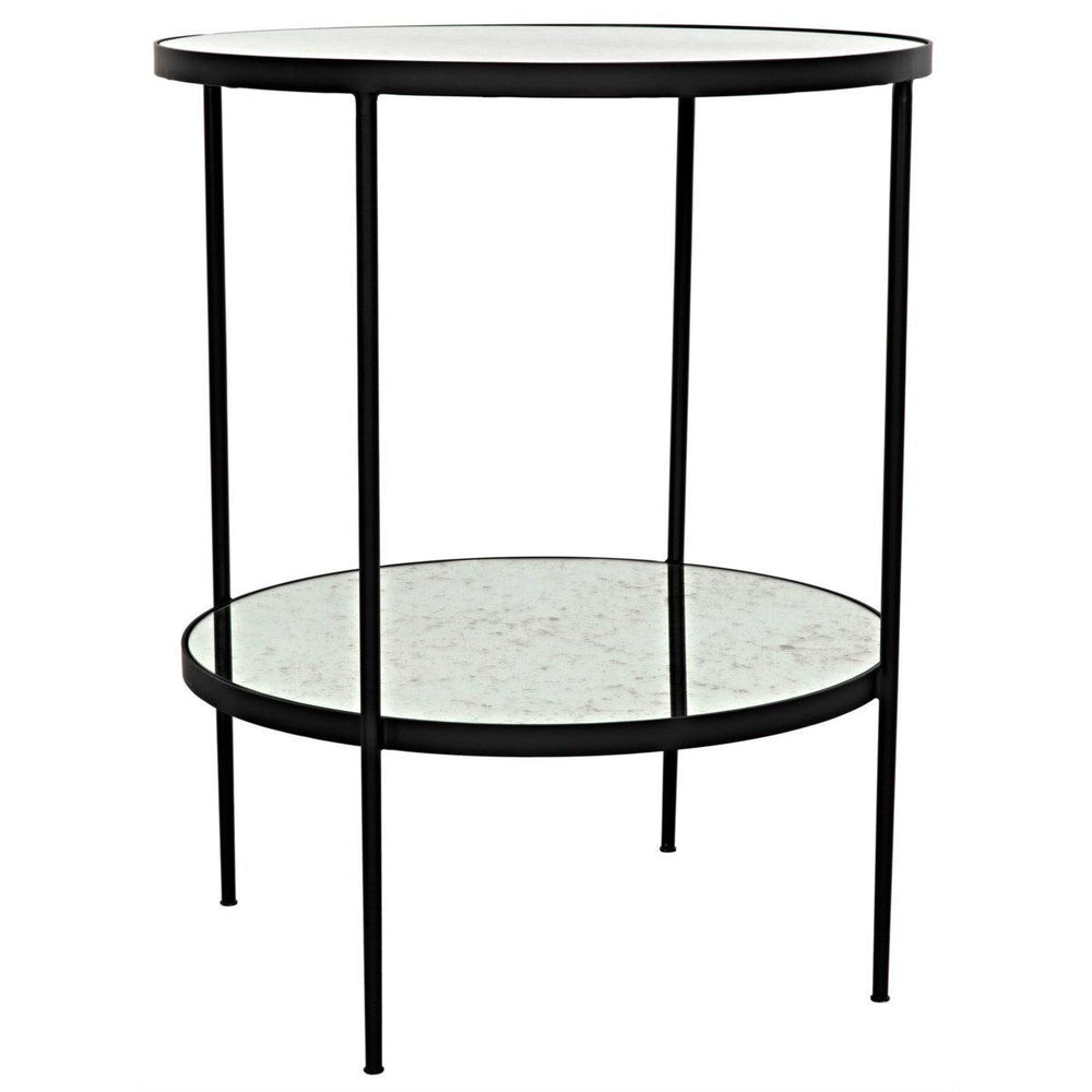Noir Furniture Anna Side Table, Black Metal with Antique Glass-Noir Furniture-Blue Hand Home