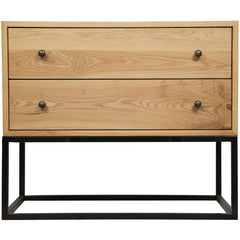 Noir Furniture Downtown Side Table, Elm and Black Metal-Noir Furniture-Blue Hand Home