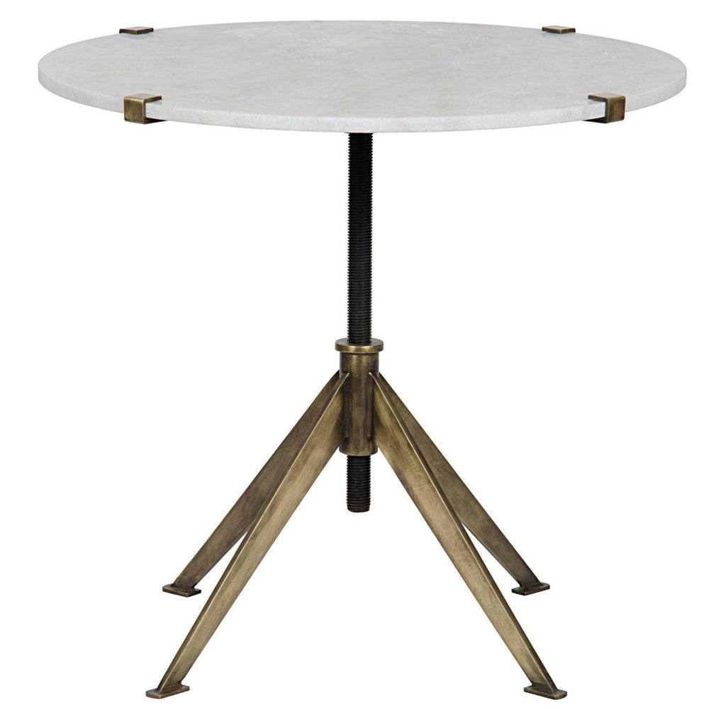 Noir Furniture Edith Adjustable Side Table, Large, Antique Brass, Metal and Quartz-Noir Furniture-Blue Hand Home