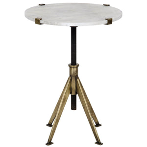 Noir Furniture Edith Adjustable Side Table, Small, Antique Brass, Metal and Quartz-Noir Furniture-Blue Hand Home